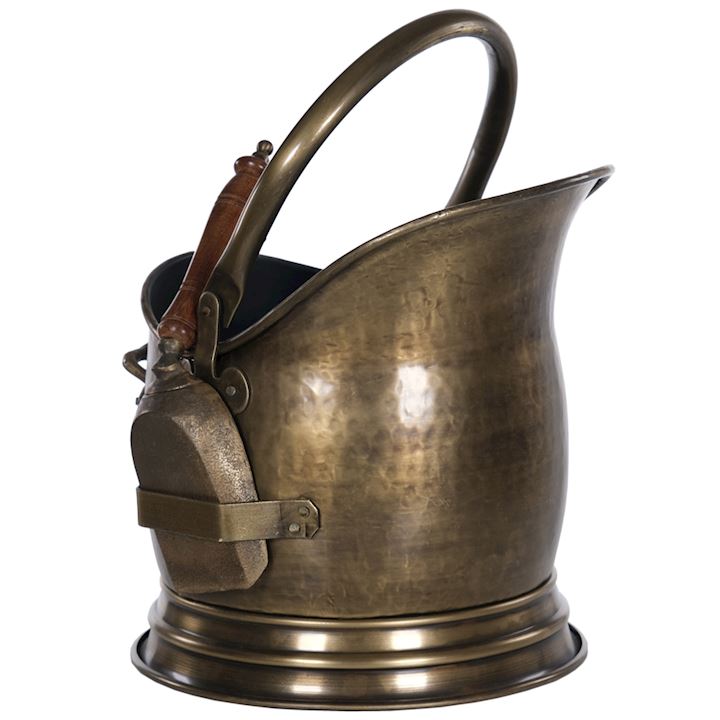 A/Q BRASS COAL BUCKET/SHOVEL (H19088) 27x36x46cm inc handle