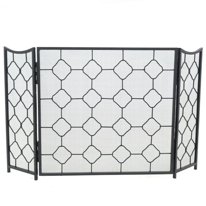 EDWARDIAN 3 FOLD FIRESCREEN ALL BLACK 67x23x63cm