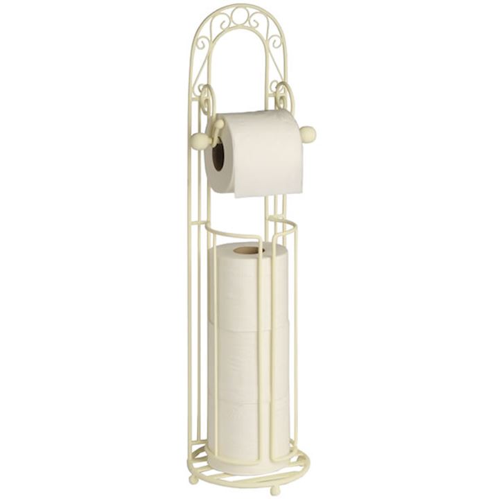 CREAM TOILET ROLL HOLDER WITH STORAGE 22x20x74cm