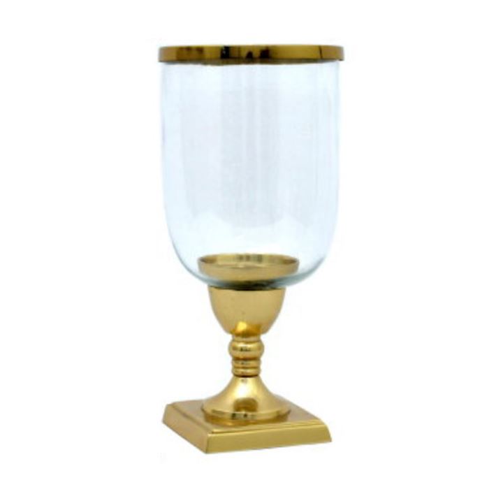 BRASS SQ.BASE CANDLE LAMP 16x32cm