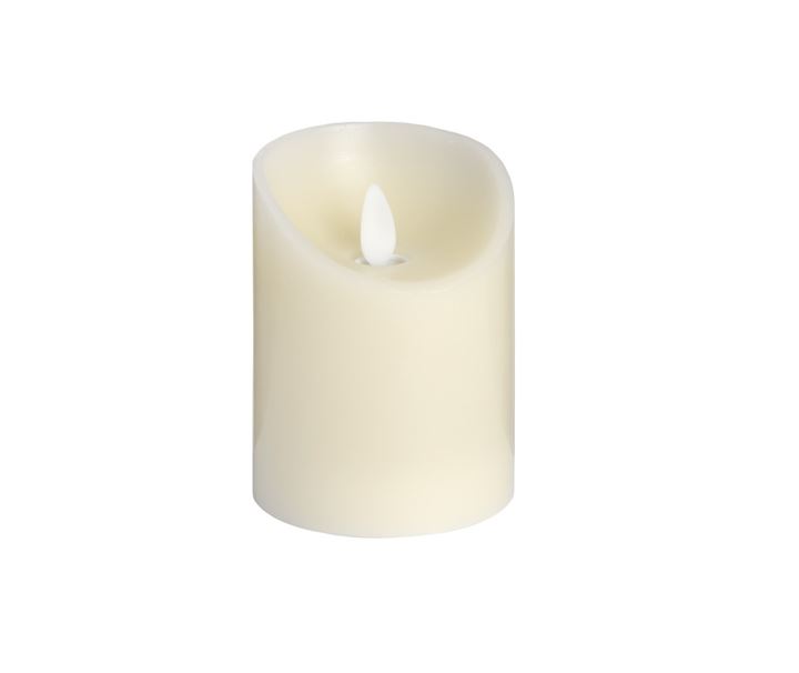 LUXE COLLECTION 3x4 CREAM FLICKERING FLAME LED WAX CANDLE