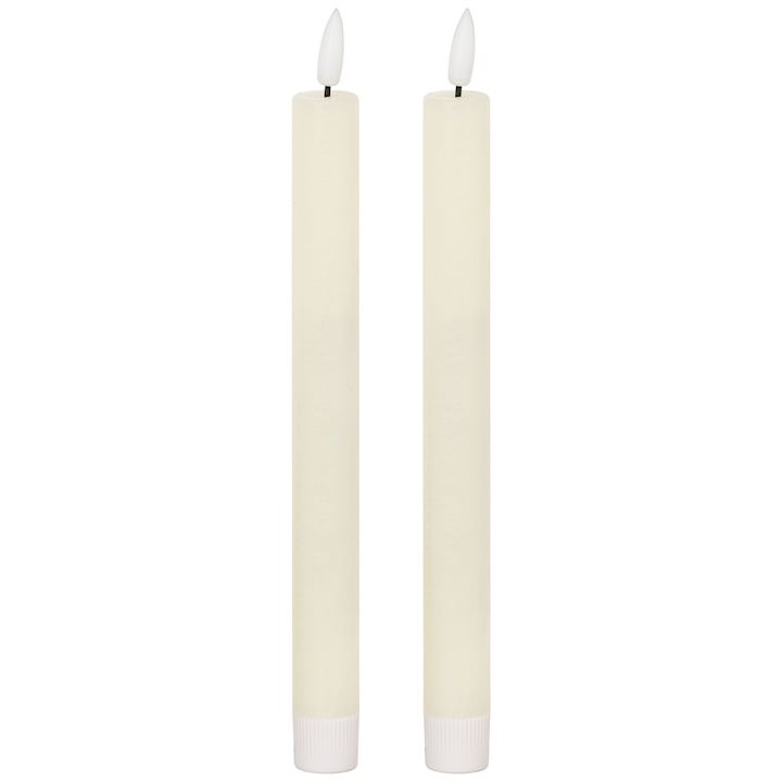 LUXE NATURAL GLOQ S/2 IVORY LED DINNER CANDLES